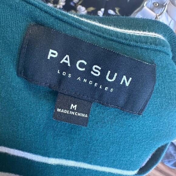 PacSun Striped Green & Peach Long-Sleeve Shirt – Size M - Picture 5 of 6